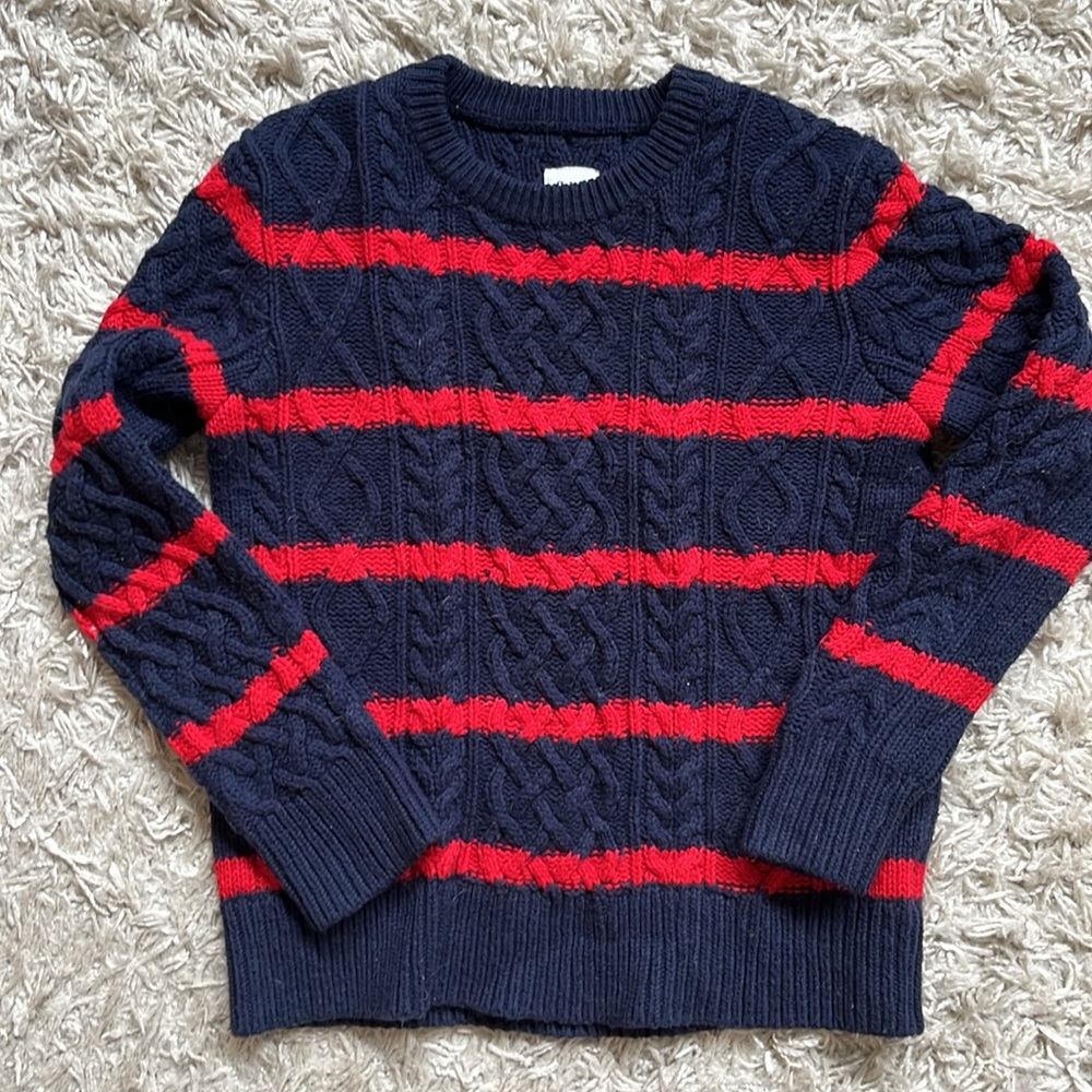 Gap Kids Navy and Red Striped Sweater
